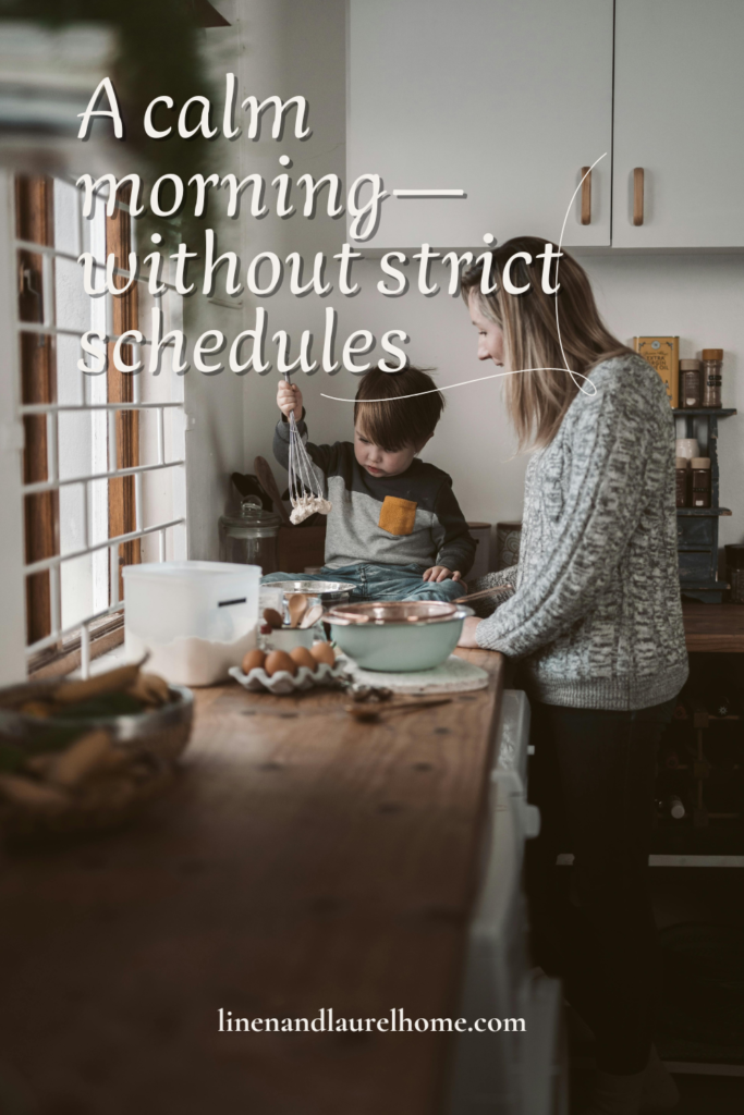 Cozy homeschool morning table with books, natural light, and simple setup for a calm and organized start to learning
