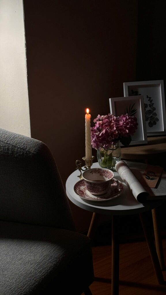 Gentle morning rhythm for homeschool moms in a cozy kitchen